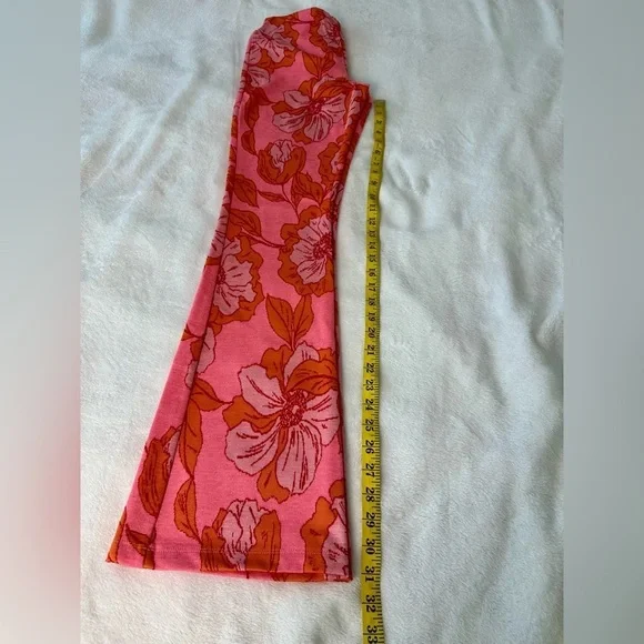 Zara High Waist Elastic Pink and Orange Floral Pants Size Small - Picture 5 of 10